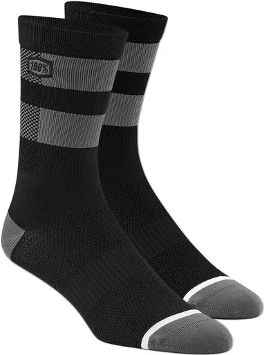 100% Flow Black Gray Performance Socks