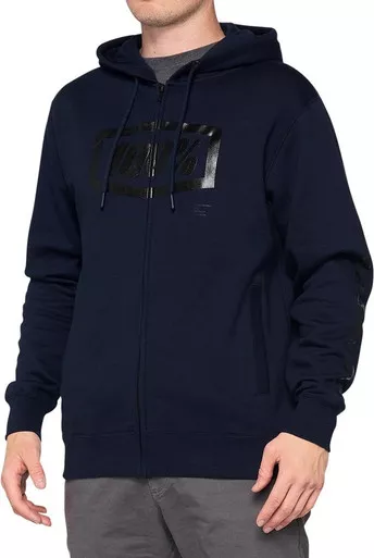 100% Syndicate Navy Black Fleece Zip-Up Hoodie