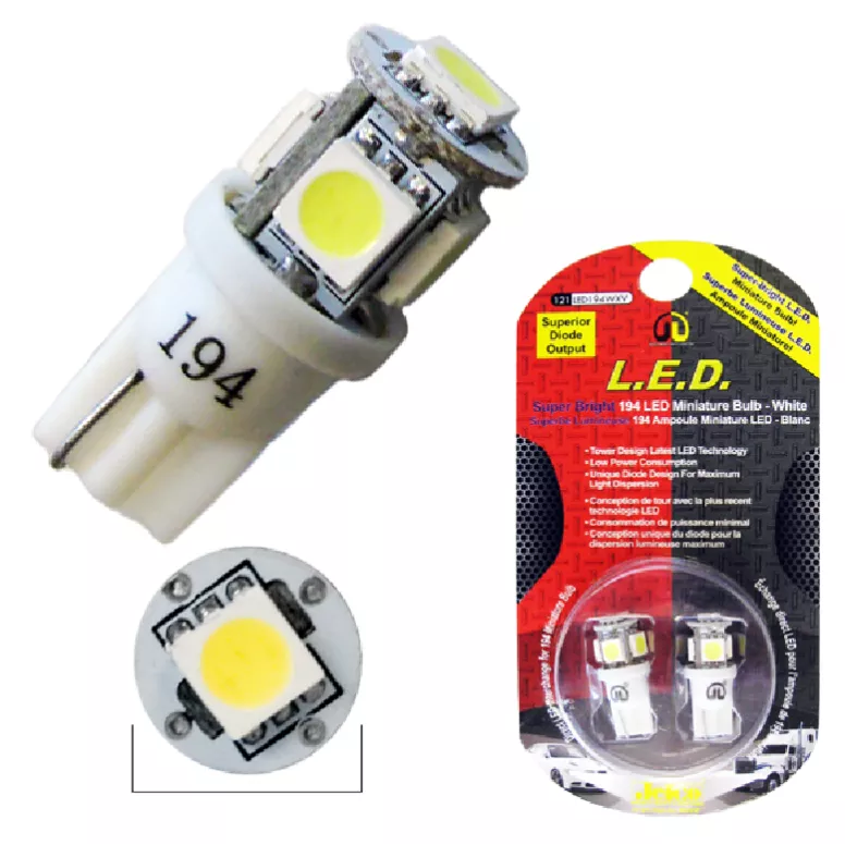 2PK WHITE LED 194 BULB