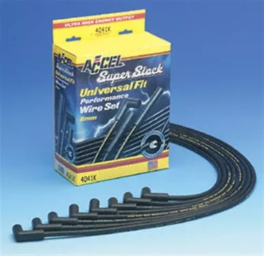 Accel 4040K 8mm Spark Plug Wires Set Straight Black
