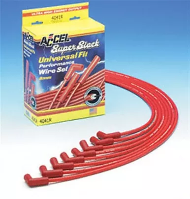 Accel 4040R 8mm Spark Plug Wires Red Straight Stock