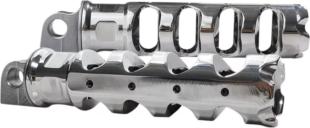 Accutronix Chrome Muzzle Brake Folding Footpegs Pair Harley Male Mount