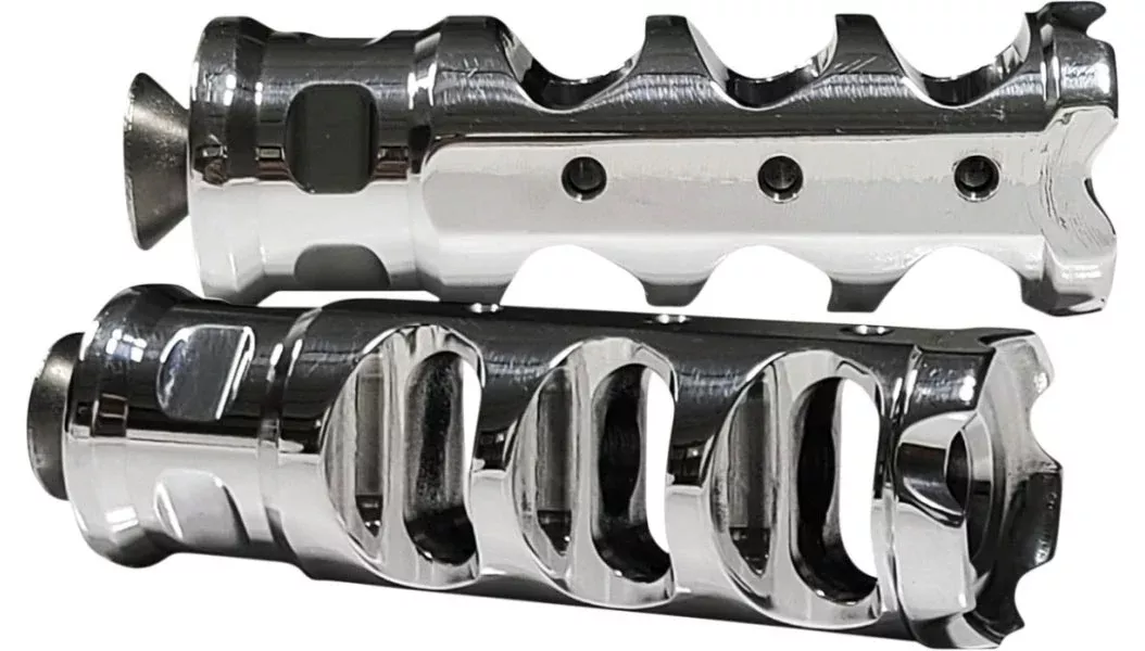 Accutronix Chrome Muzzle Break Shifter Peg Heel/Toe Harley & Custom Application
