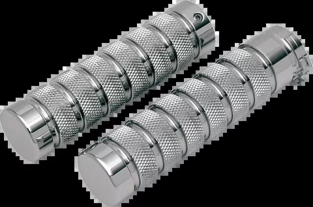 Accutronix Chrome Notch Knurled Hand Grips 1980-2022 Harley Dyna Touring Softail