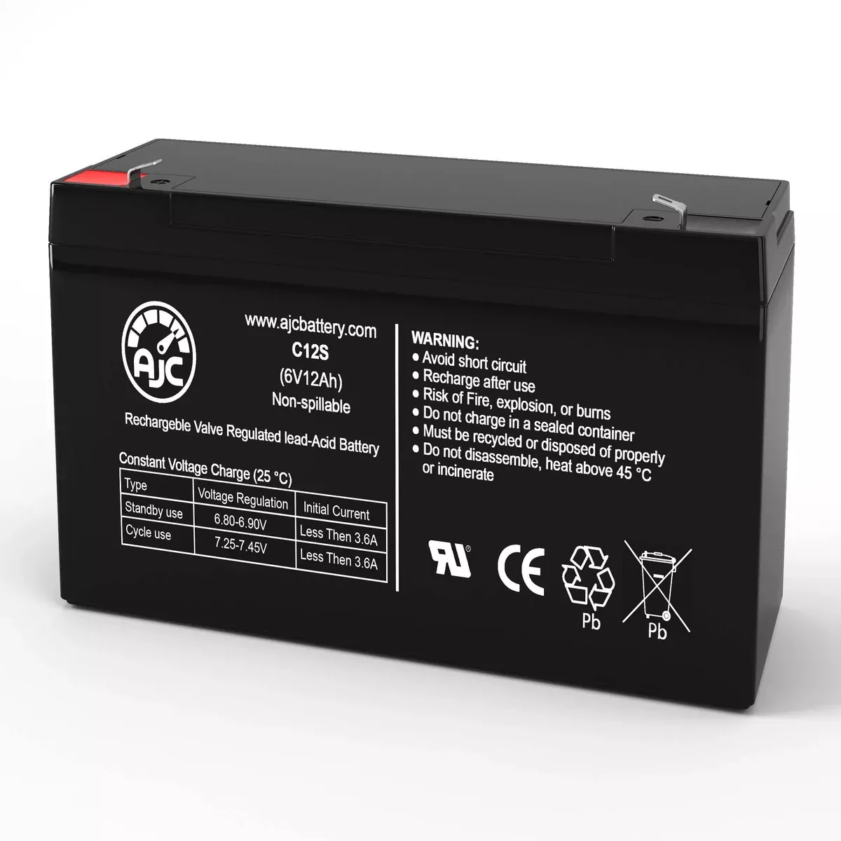 AJC Battery Compatible with Para Systems S68 6V 12Ah Emergency Light Battery