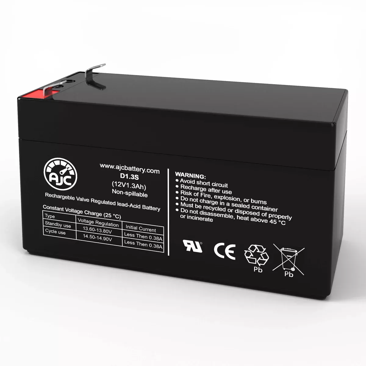 AJC Battery Compatible with Portalac GS PE12V1.2 12V 1.3Ah Emergency Light Battery