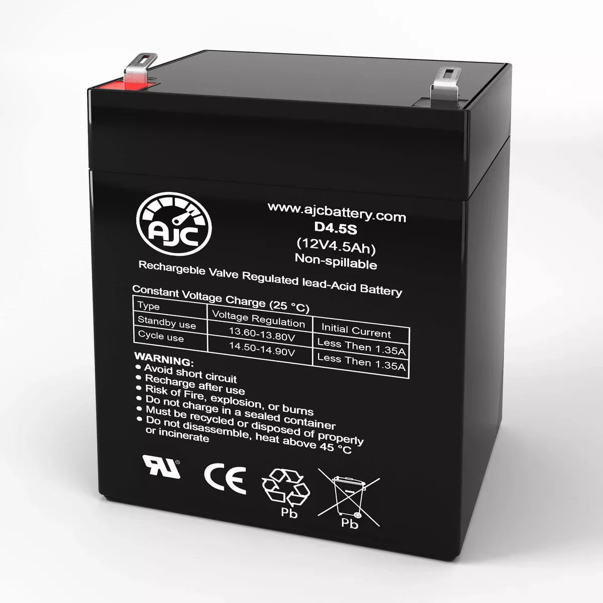 AJC Battery Compatible with Portalac GS PE4512RF1 12V 4.5Ah Emergency Light Battery