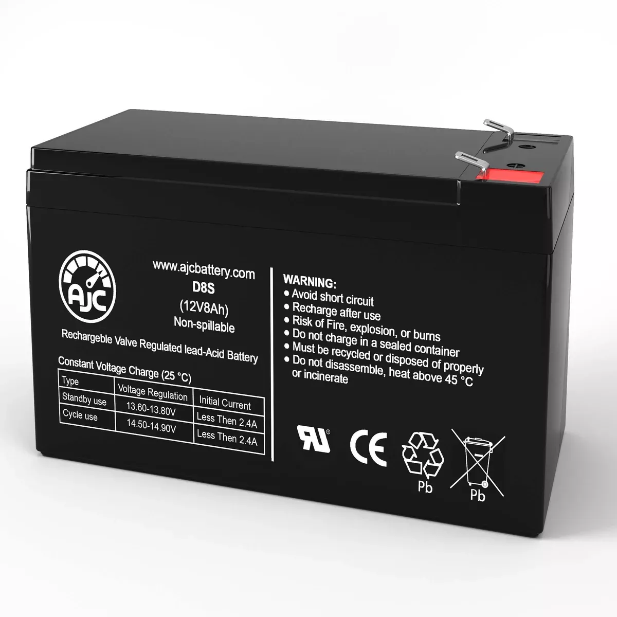 AJC Battery Compatible with Portalac PE12V7.2F1 12V 8Ah Emergency Light Battery