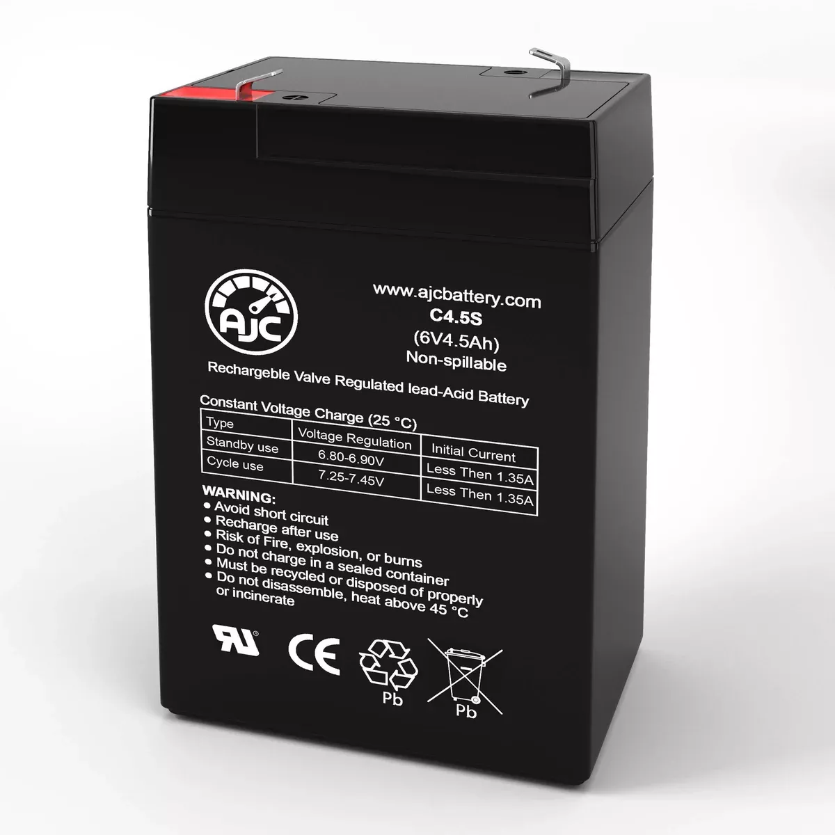 AJC Battery Compatible with Power Kingdom PS5.5-6 6V 4.5Ah Sealed Lead Acid Battery