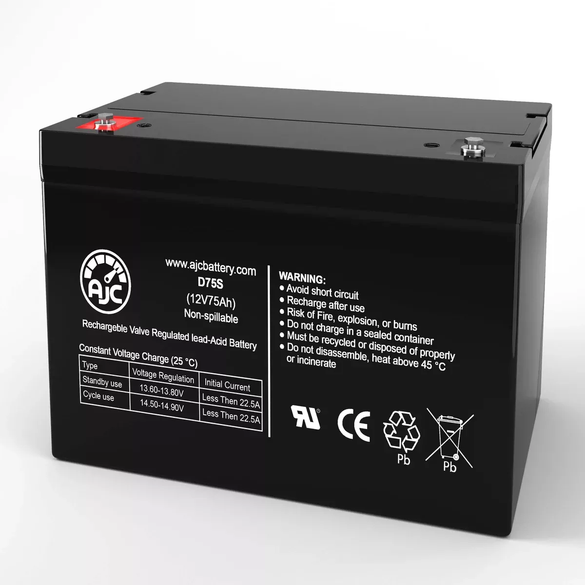 AJC Battery Compatible with Pride Mobility Jazzy 1122 12V 75Ah Wheelchair Battery