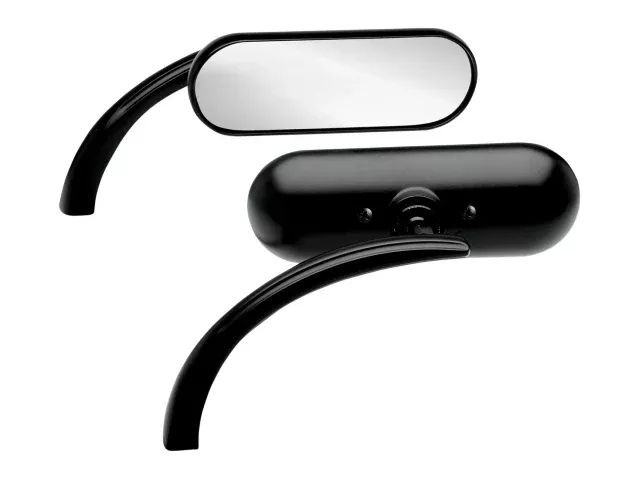 Arlen Ness Black Mini Oval Pair Motorcycle Mirrors Harley Davidson FXST FXR FXD