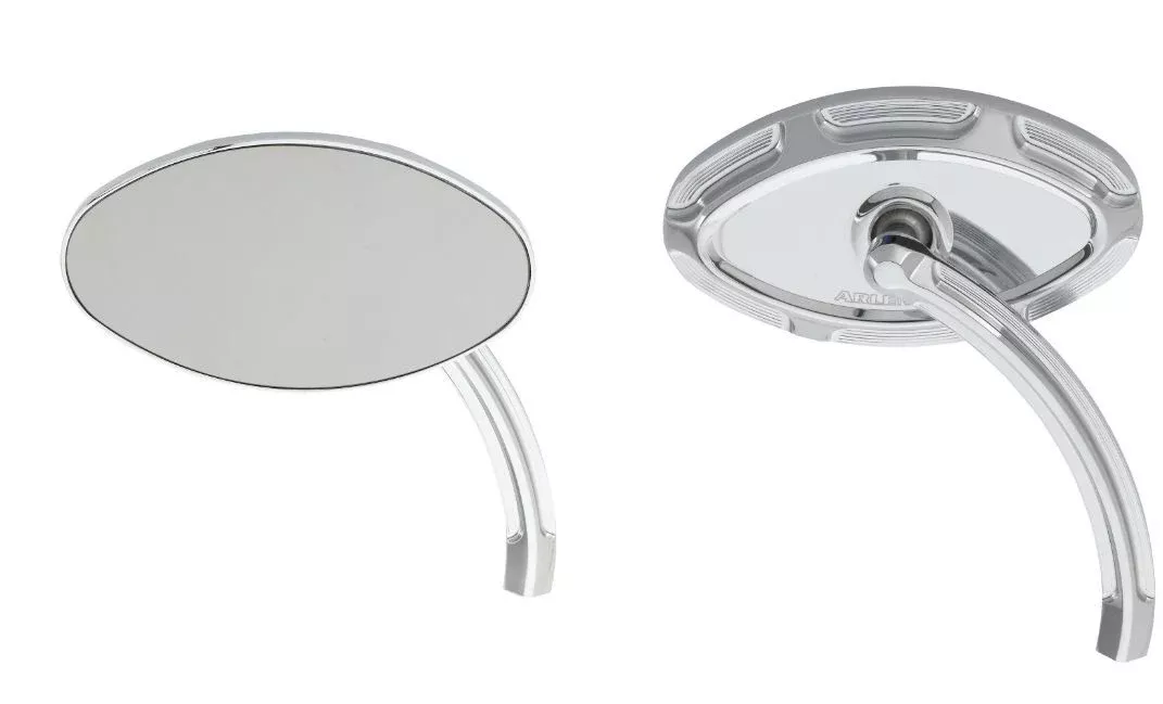 Arlen Ness Chrome Billet Beveled Pair Front Handlebar Mirror Set Harley Davidson