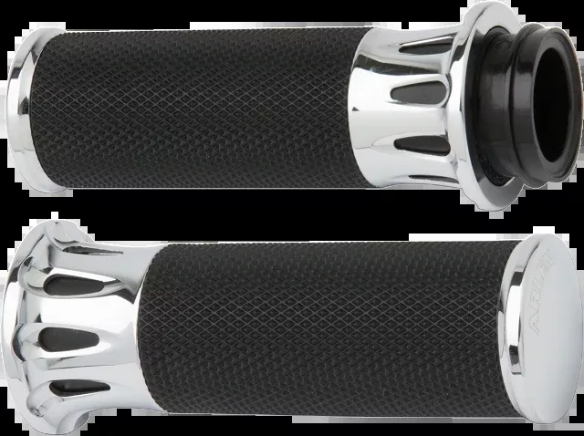 Arlen Ness Chrome Fusion Deep Cut Cable Hand Grips for 1980-2022 Harley Davidson