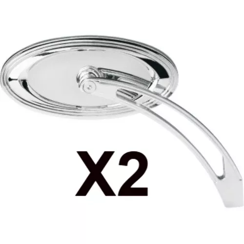 Arlen Ness Chrome Oval Stepped Convex Screw in Motorcycle Handlebar Mirror Set