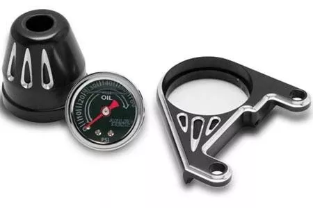 Arlen Ness Deep Cut Oil Pressure Gauge Kit for '99-17 Harley Davidson Twin Cam - Black