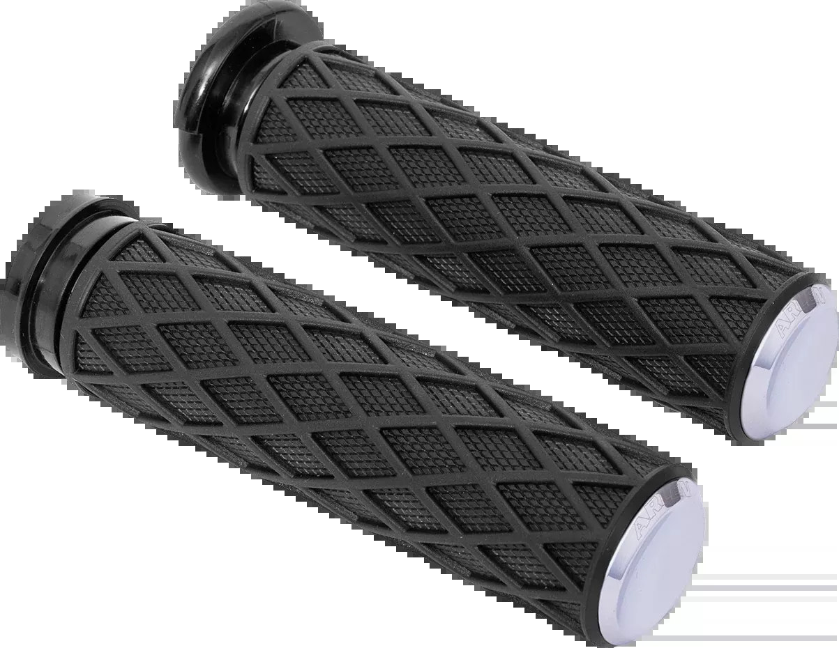 Arlen Ness Diamond Black Chrome 1" Handlebar Cable Hand Grips 1980-2022 Harley