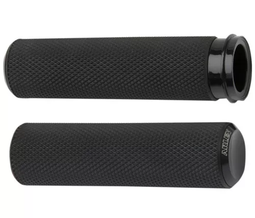 Arlen Ness Fusion Knurled Black Handlebar Grips - Fly-by-Wire (07-327)