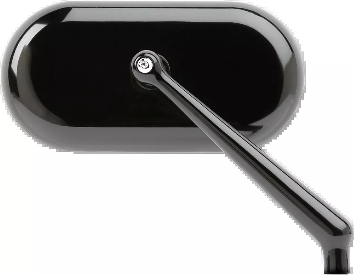 Arlen Ness Gloss Black Single Oval Right Hand Screw in Motorcycle Mirror Harley