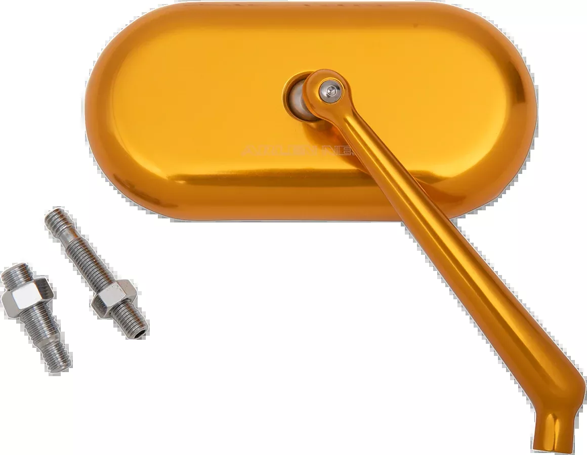 Arlen Ness Gloss Gold Oval Convex Screw in Right Side Single Handlebar Mirror