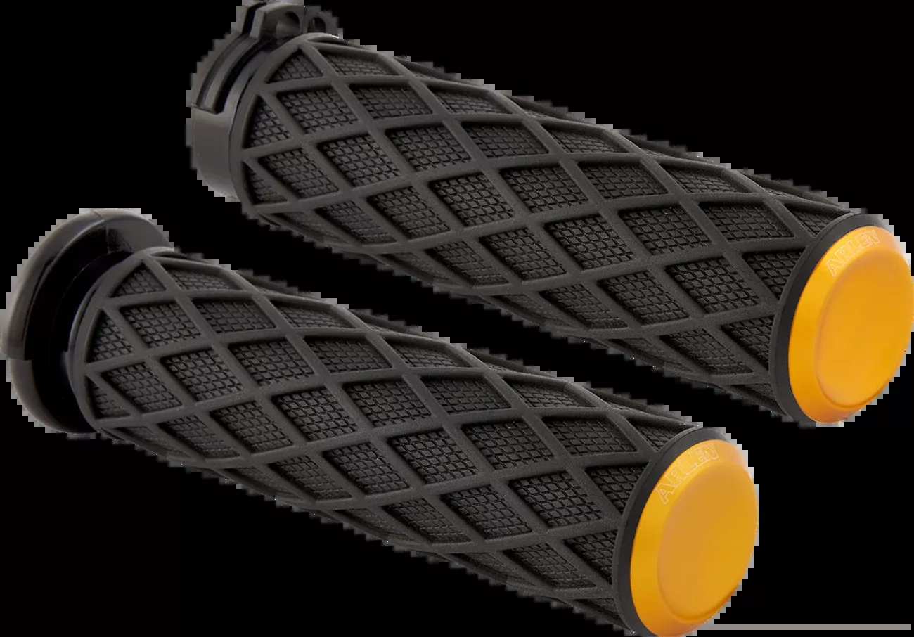 Arlen Ness Gold Diamond Grips for 1980-2022 Harley Tour Super Electra Glide