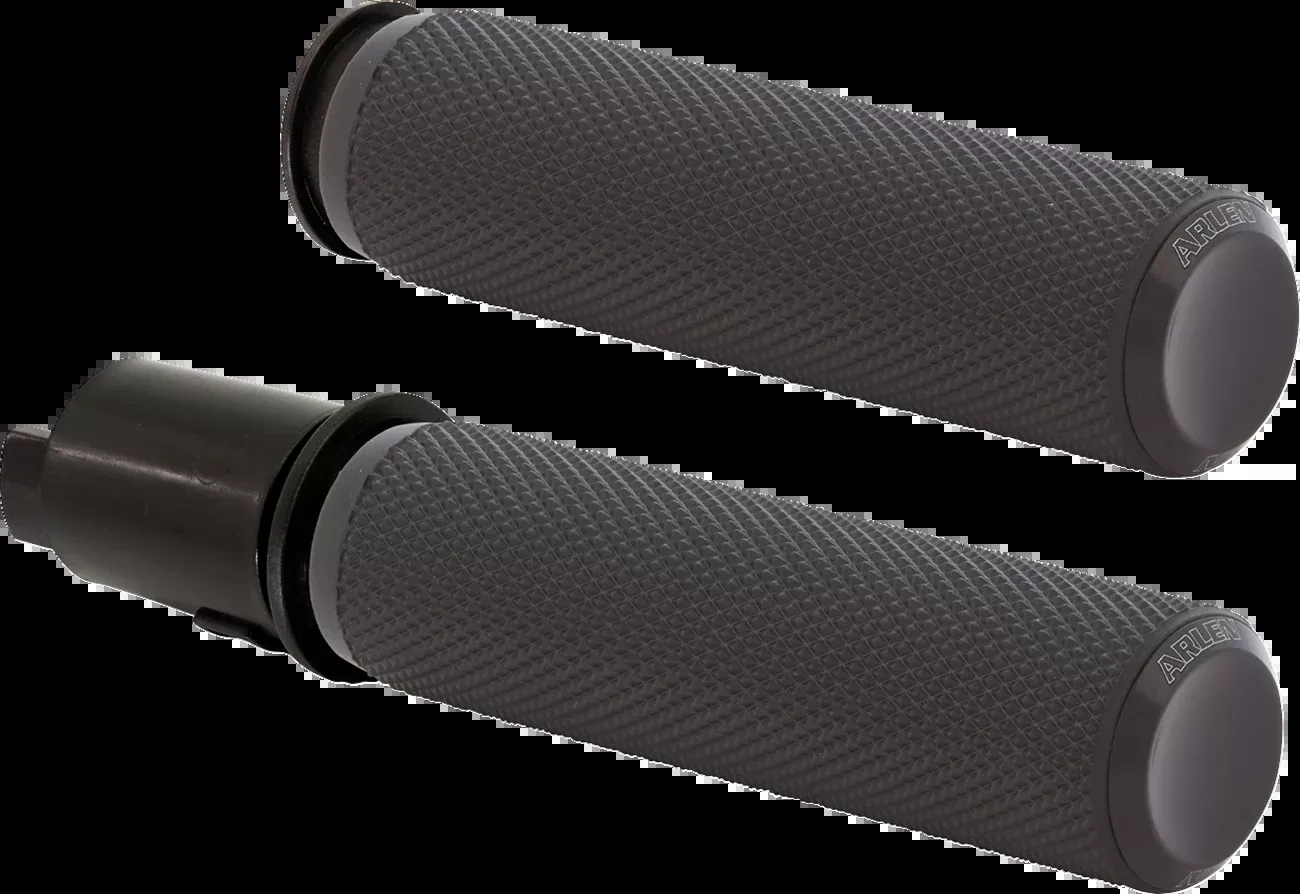 Arlen Ness Knurled Black TBW Handlebar Grips for 2023-26 Harley Touring Softail