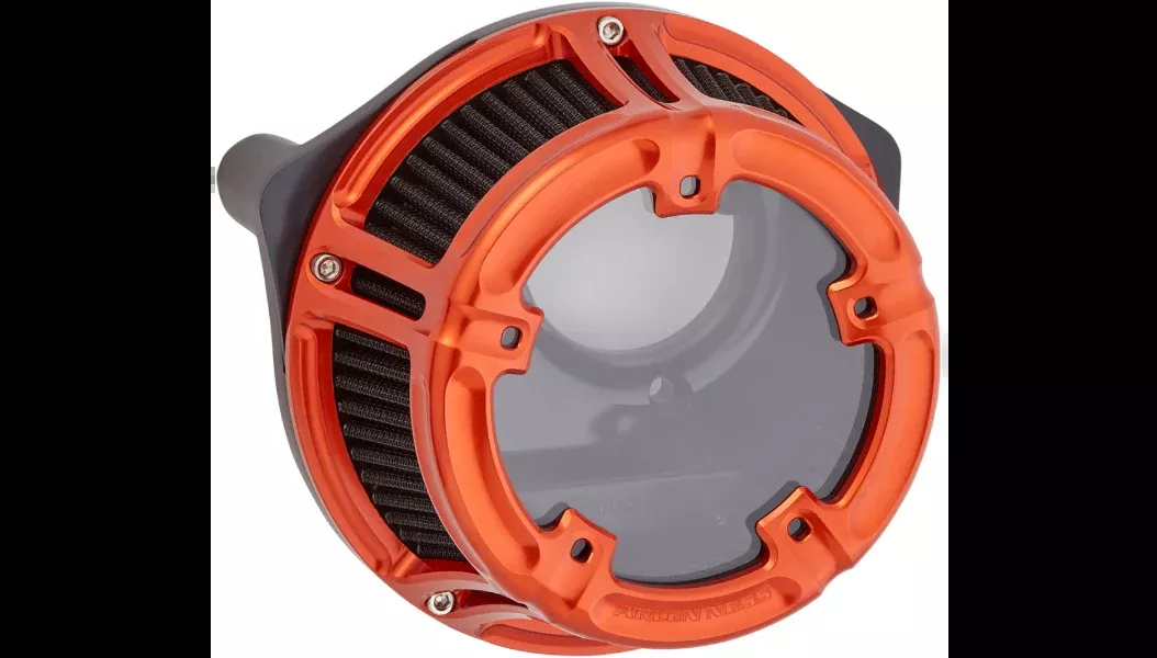 Arlen Ness Method Clear Series Air Cleaner – Orange Anodized – Fits Throttle By Wire Twin Cam