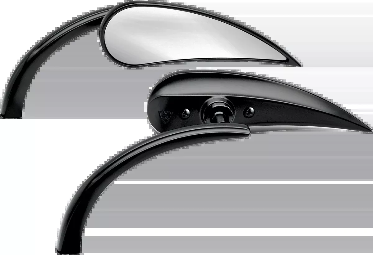 Arlen Ness Micro Black Pair Handlebar Curved Teardrop Mirrors fits Harley