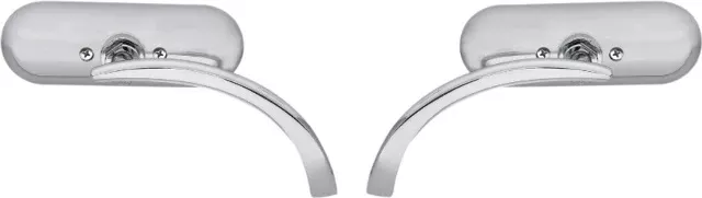 Arlen Ness Pair Chrome Oval Micro Mirrors Harley Davidson FXR FXST FXD FLHX
