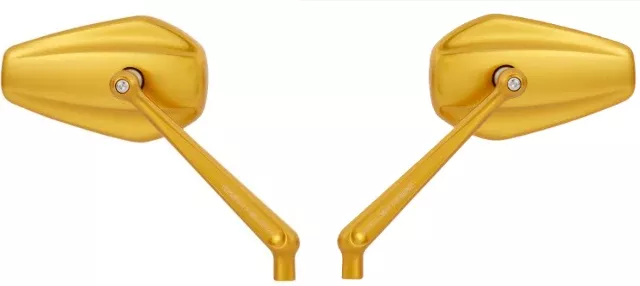 Arlen Ness Pair Gold Mini Stocker Forged Motorcycle Handlebar Mirrors for Harley