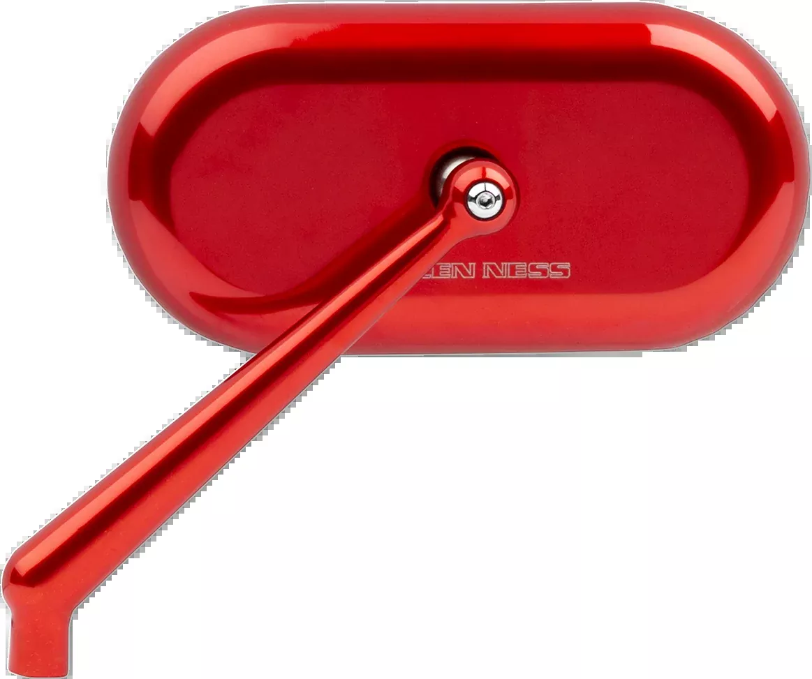 Arlen Ness Red Oval Convex Side View Screw in Left Side Single Handlebar Mirror