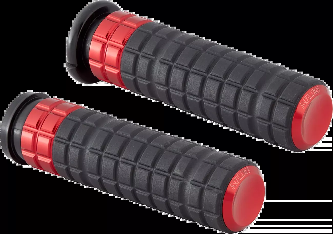 Arlen Ness Speedliner Red TBW Handlebar Hand Grips 2008-2025 Harley Touring
