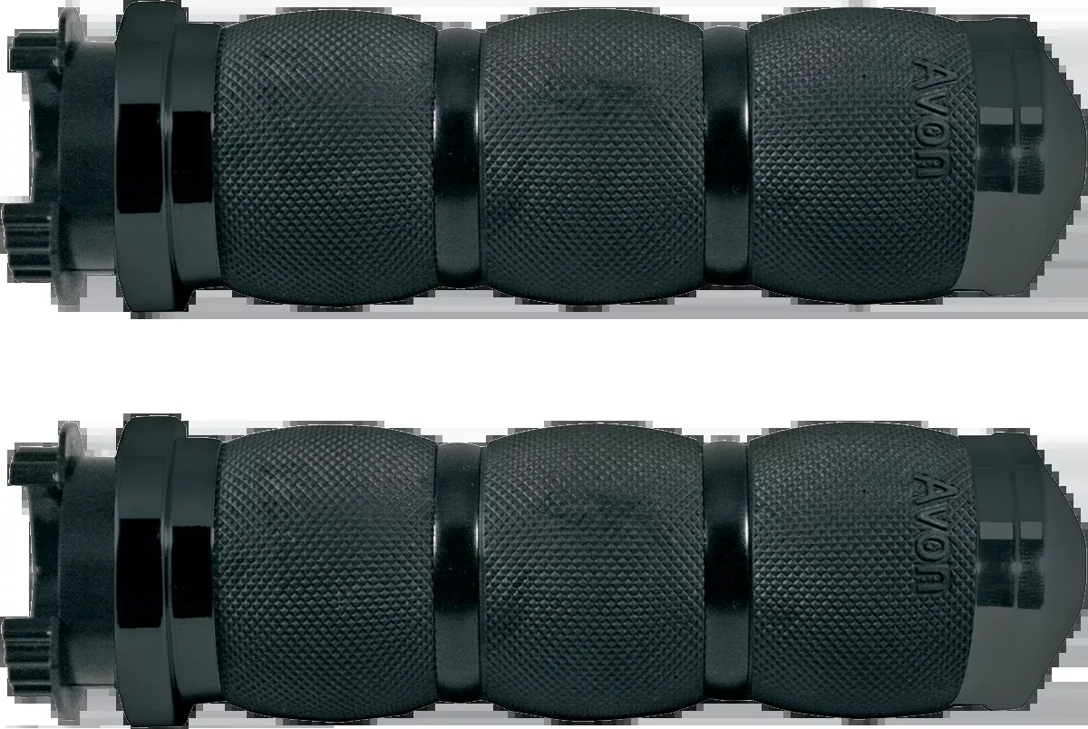 Avon 3 Ring Black 1" x 5" Universal Air Cushioned Touring Motorcycle Grips