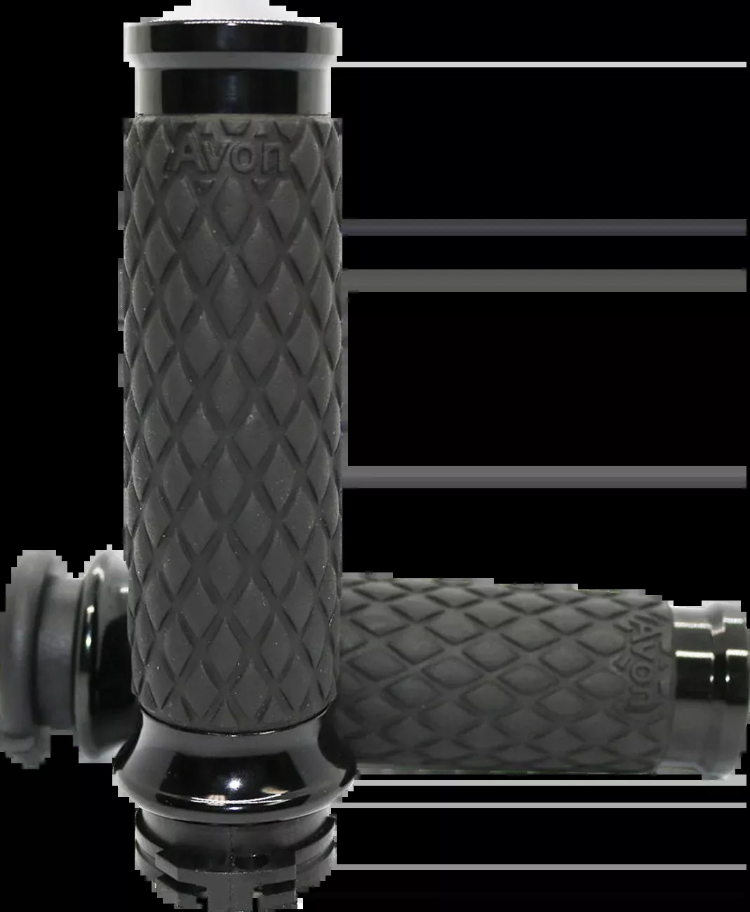 Avon Black Diamond Contour Cable Control Grips for 1980-2022 Harley Dyna Softail