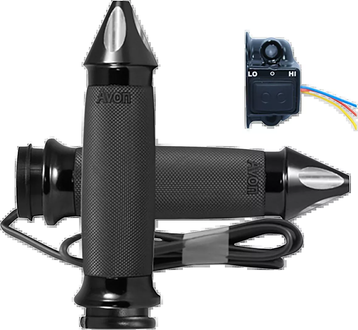 Avon Contour Black 1" Heated Motorcycle TBW Grips 2008-2023 Harley Touring