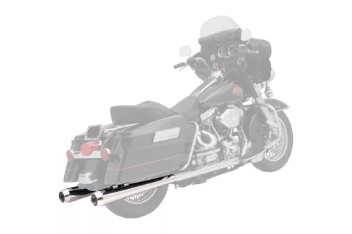 Bassani 4" Megaphone Chrome Slip-On Mufflers w/Chrome End Caps (FLH-517L)