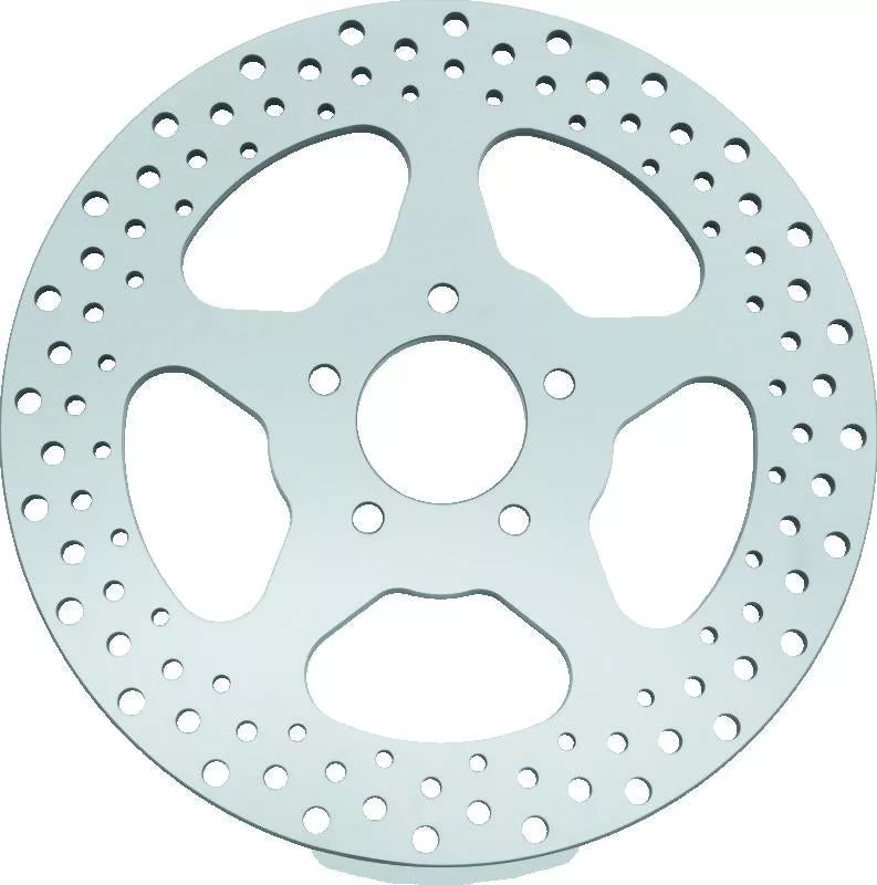 Bikers Choice 00-17 Big Twin 11.5 In Polished Rear 5 Spoke Drilled Stnless Rotor Repl H-D 44156-00