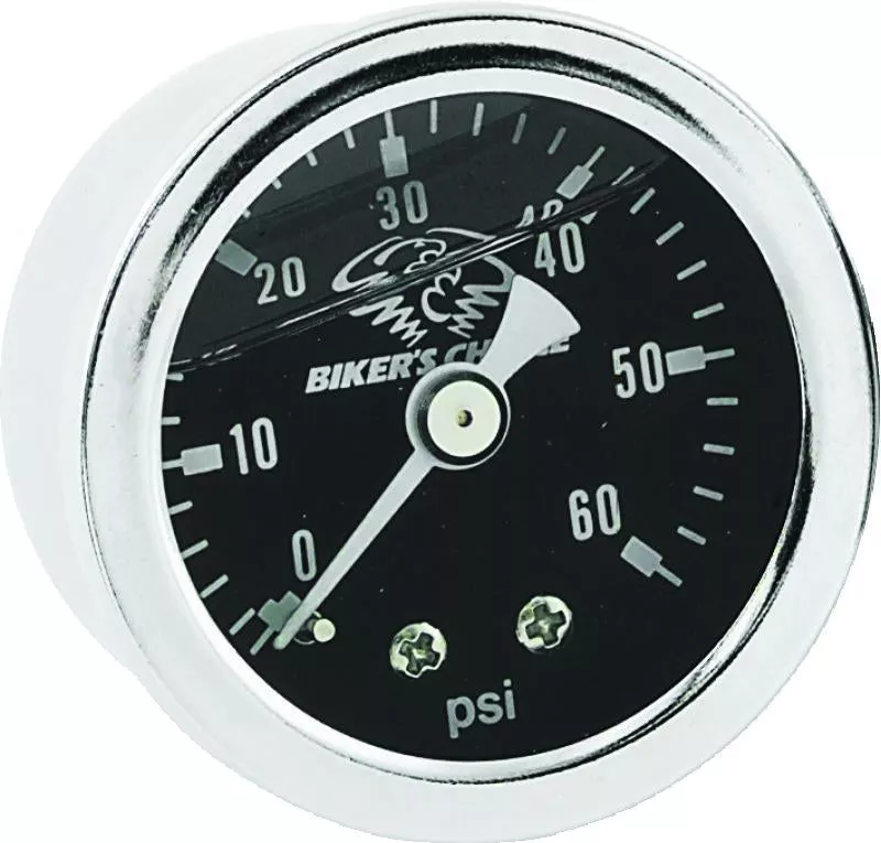 Bikers Choice Black Face Liquid Filled Oil Pressure Gauge 0-60 Psi 1/8 NPT