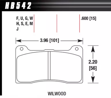 Brake Pad Billet DynaPro Narrow DTC-30 HB542W.600