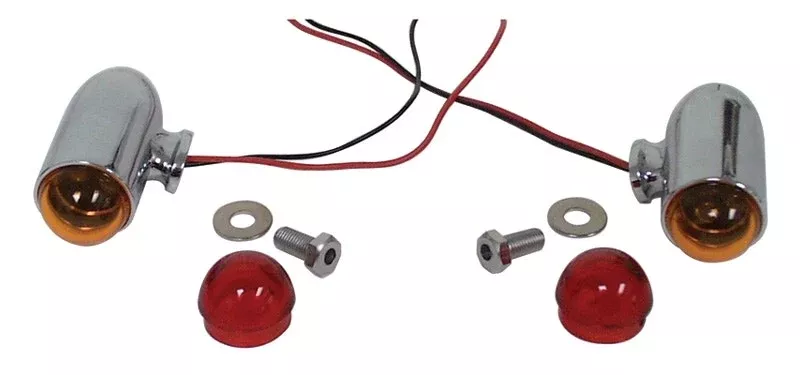 Chrome Bullet Style LED Turn Signal Kits Harley Big Twin 74-06 or Custom 12V
