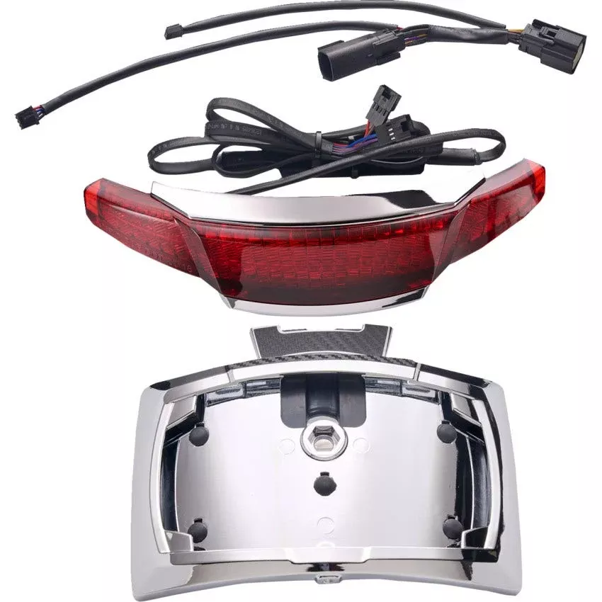 Ciro Latitude Amber Red Lens Chrome Tail Light & License Holder Harley 14-23 FL