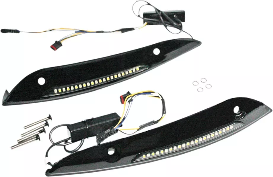 Custom Dynamics Black Sequential LED Windshield Trim Harley Road Glide 15-23