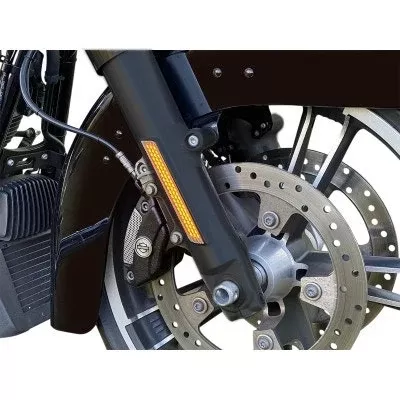 Custom Dynamics LED Front Fork Lightz Amber Lens Black Harley FLH/T 14-Up
