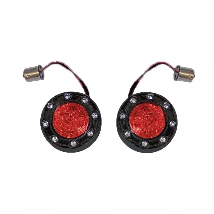 Custom Dynamics PRObeam Black Bullet Ringz 1156 Rear LED Turn Signals Red Lens