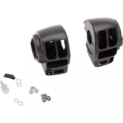 Drag Black 1 1/4" Handlebar Control Cruise Switch Housing Kit Harley FLH/T 08-13