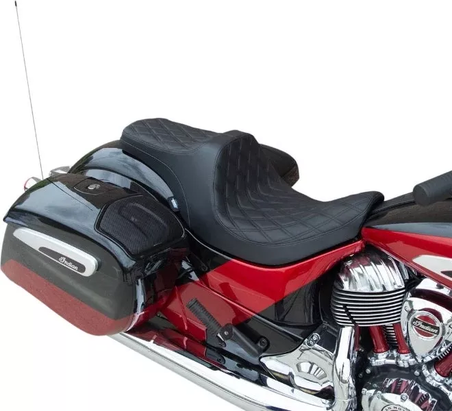 Drag Predator III Forward Position 2-Up Seat Black Double Diamond Indian 14-Up