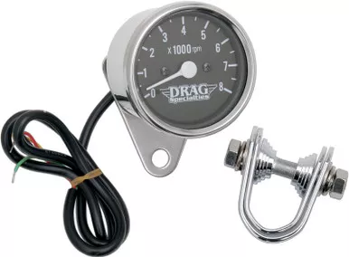 Drag Specialties 2.4" Mini Electronic Tach - Stainless Steel Housing - Backlit LED Black Face-2211-0104