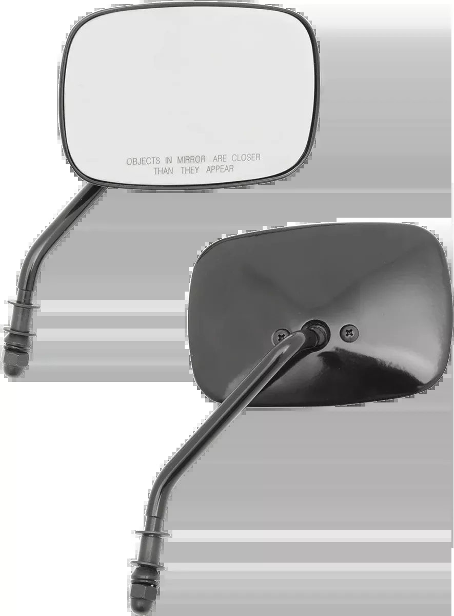Drag Specialties 4 1/2" Black Pair Front Handlebar Mirror Set Harley Davidson