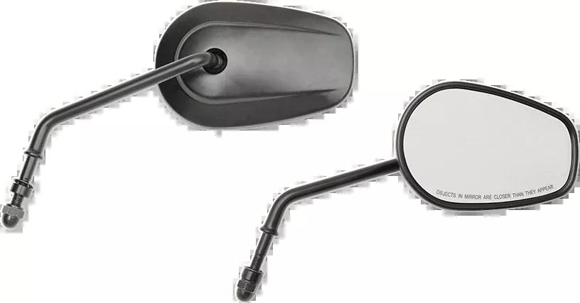 Drag Specialties Black Teardrop 5" Front Handlebar Mirror Set Harley Davidson