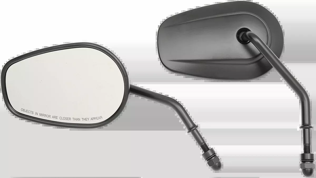 Drag specialties Black Teardrop Short Pair Handlebar Mirror Set for Harley