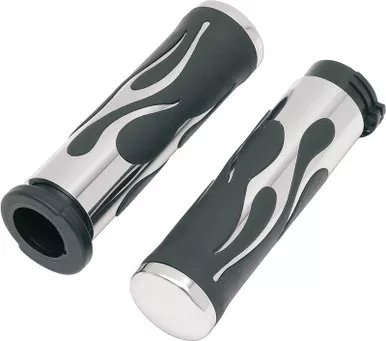 Drag Specialties Chrome Flamed Grips for TBW-0630-0613